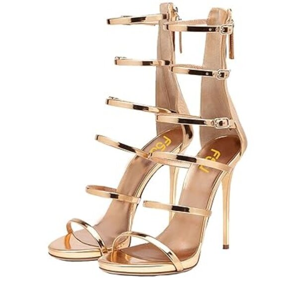 FSJ Women Sexy Strappy Gladiator Wedding Sandals High Heel Stiletto Shoes for Su - Picture 1 of 8